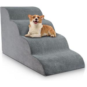 Chic Threads Dog Stairs for High Beds, 4-Step Dog Steps for Couch, Pet Stairs for Small Dogs and Cats, Non-Slip, Stable Indoor Dog Steps for high Bed
