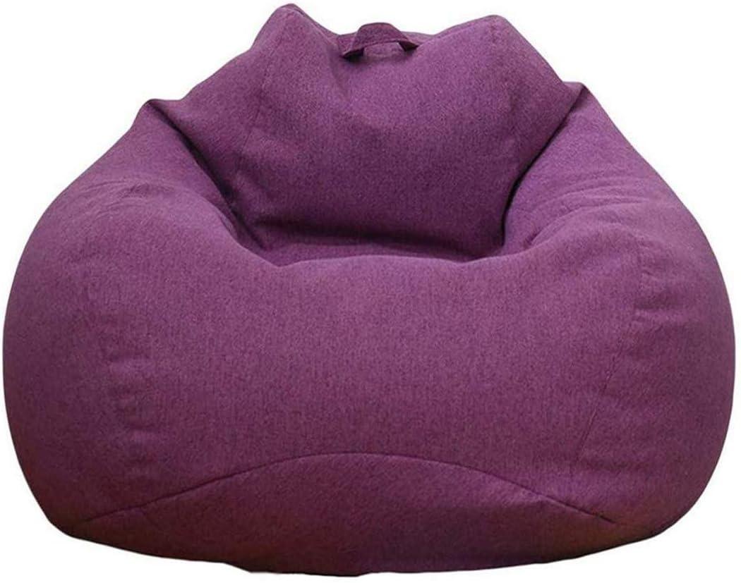 Stuffed Animal Storage Bean Bag Cover (No Filler) Extra Soft Beanbag Seat Chair Covers-Cotton Linen Memory Foam Beanbag Replacement Cover for Adults Children without Filling (36-43 inch, Purple)