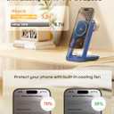 3 in 1 Charging Station for iPhone, for Magsafe Wireless Charger with Cooling Fan for iPhone 17 16 15 14 13 12 Series & Apple Watch Charger, Wireless Charging Station for AirPods 4/3/Pro (Blue)