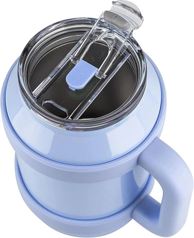 REDUCE 50 oz Mug Tumbler with Handle and Straw - Stainless Steel with Sip-It-Your-Way Lid - Keeps Water Cold up to 36 Hours - Sweat Proof, Dishwasher Safe, BPA Free - Glacier, Opaque Gloss