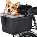 Foldable Dog Rear Bike Basket Supports Up to 22 lbs with Metal Frame, PE Support Plate, Quick-Install Mount for 3.54-4.72 inch Diameter Tubes, Mesh Window, Soft Cushion & Reflective Strips