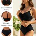 BMJL High Waisted Bikini Sets for Women Textured Tummy Control Swimsuits Two Piece Cutout Beach Swim Bathing Suits 2026 (Black, L)