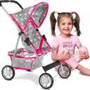 Baby Doll Stroller | Pram for Girls | Umbrella Stroller for Kids - Lightweight Play Carriage for Ages 2+ Years | Baby Doll Accessories with Storage | 22.05-Inch Handle Height, Model KP0280S, 41 x 33 x 56 cm