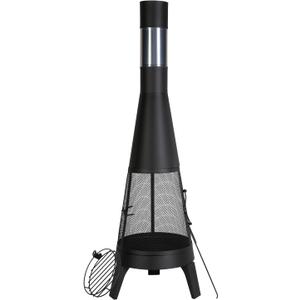 VEVOR Chiminea, 20 Inch Outdoor Wood Burning Firepit, Conical Fireplace for BBQ & Warming, Outside Wooden Fire Pit with Grill Mesh, Chimney Coat & Rustproof Chiminea Lid, for Patio, Garden, Backyard