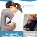 Maliton Inflatable Travel Pillow for Airplane Comfortable Sleeping to Relieve Neck and Shoulder Pain, Support Head Inflatable Pillow for Long Flights, Used for Airplanes, Cars, Trains, Office (Grey)