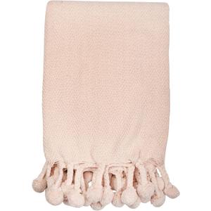 Main + Mesa Woven Cotton Pom Pom Throw (60" x 50", Blush)