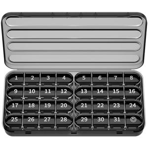 Zoksi Monthly Pill Organizer 1 Times a Day, 30 Day Pill Box Organizer,One Month Pill Case for Travel, 31 Day Daily Medcine Container for Vitamins, Supplement & Medication(Black)