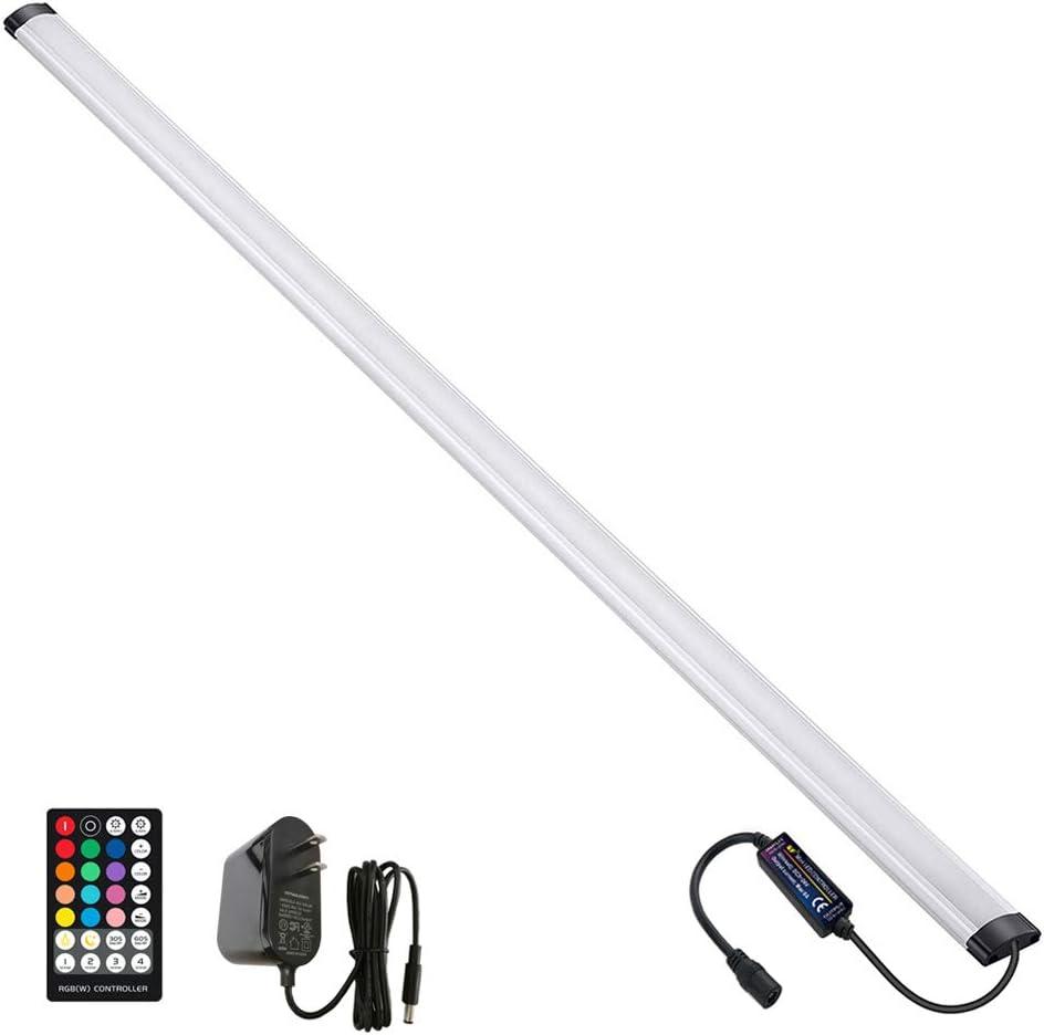 Dimmable Under Cabinet Lighting, RGB LED Light Bar, RF Remote Control Lamp, Multicolor Under Counter Lights for Desk, Room, Cupboard, Hallway, Shelf, Closet (36 Inch)