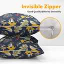 Bird Fall Pillow Covers 18x18 Set of 2 Navy Autumn Leaf Animal Print Pillow Cases Mushroom Acorns Pattern Outdoor Decorative Holiday Cushion Cover Rustic Decoration Farmhouse Home Sofa Couch Bed Decor