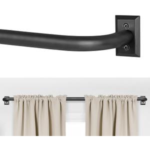 Blackout Curtain Rod for Windows 28 to 48 Inches, Wrap Around Heavy Duty Rod for Darkening, Modern Decorative Curtain Treatment, Matte Black