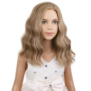Kids Child Wig Blonde Brown Short Curly Wig Mixed Brown Wigs for Girls Cosplay Halloween Party Costume Heat Resistant Synthetic Hair Girls Wig (Brown Blonde)