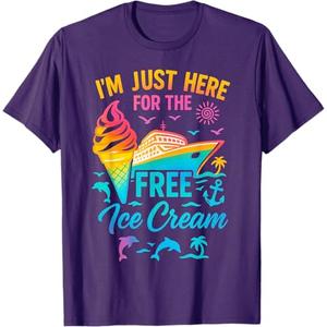 I'm Just Here for The Free Ice Cream Family Cruise Trip T-Shirt, Size M