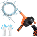 Drain Snake, Drain Auger with Drill Attachment, 25 Feet Plumbing Snake Auto Feed Flexible Hair Drain Clog Remover for Kitchen, Bathrom and Shower Sink with Gloves