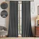 IVAPUPU Linen Pinch Pleated Full Blackout Curtains for Bedroom - 2 Pages Black Out Grey Curtains 108 Inch Long 2 Panel for Living Room Darkening Thermal Window Curtain Drapes with 16pc Hooks