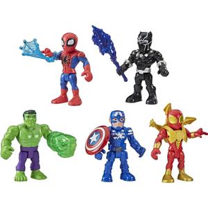 Marvel Super Hero Adventures 5-Inch Action Figure 5-Pack, Includes Captain America, Spider-Man, 5 Accessories 