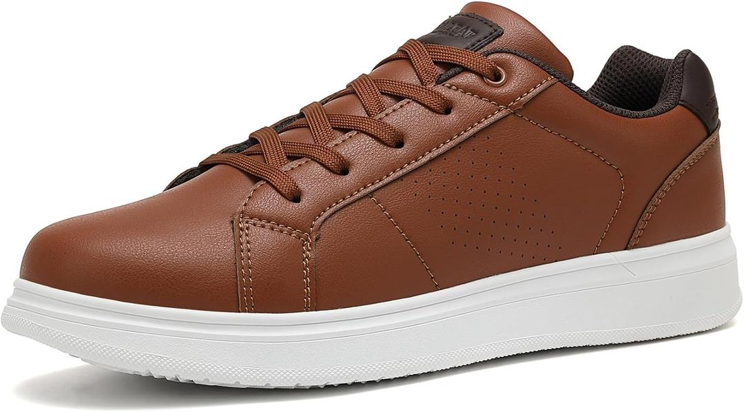 ANALEAF Mens Fashion Sneakers Comfortable Casual Dress Shoes Classic Shoes (9, Brown)