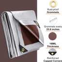 Tarp 10x20FT, 16 Mil, Heavy Duty Waterproof Tarps with Grommets Every 23.6", 420D Thick Plastic Tarp, UV Resistant, Tear & Fade Resistant, Reinforced Edges for Outdoor Pool, Camp, Tent