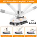 4 in 1 Shower Scrubber Cleaning Brush, Tub and Tile Scrubber with Long Handle, Grout Brush Stiff Bristles Scrub Sponge Brushes Microfiber Pad, for Toilet Bathroom Kitchen Wall Floor Glass Bathtub Sink