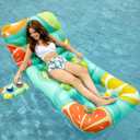 Jasonwell Inflatable Pool Float Adult - Pool Floaties Lounger Floats Floating Chair Raft with Adjustable Backrest Cup Holders Water Floaty Lake Lounge Tanning Floats Beach Party Toys for Adults Fruit, 75 inches x 31.5 inches