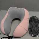 Travel Pillow for Airplane Memory Foam Pillow,  Neck Pillow for Travelling with Eye Mask, Earplugs and Storage Bag, Sleeping Rest, Car, Train and Home Use Cooling, Grey&Pink