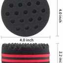 Small Hole Hair Sponge Brush for Twists Dreads Natural Hair Afro Curl Barber 2 PCS (Black)