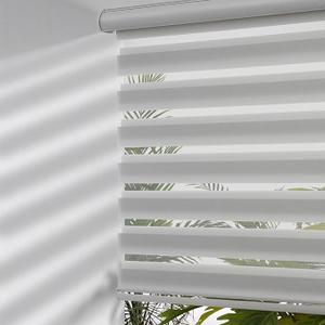 MYshade Cordless Zebra Blinds with Free-Stop Function - Dual Layer Light Filtering & Privacy Sheer Shades for Day and Night - Easy Install Window Shades for Home, Living Room, 47" W x 72" H