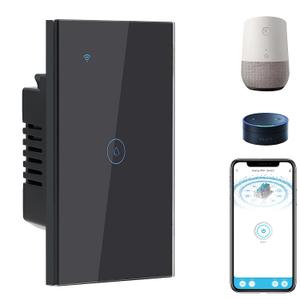 BSEED Smart Water Heater Switch, Compatible with Alexa, Google Assistant, WiFi Touch Switch with Smart Life APP Control and Timer Function for Bathroom, Group Share Remote Voice Control, 40A, Black