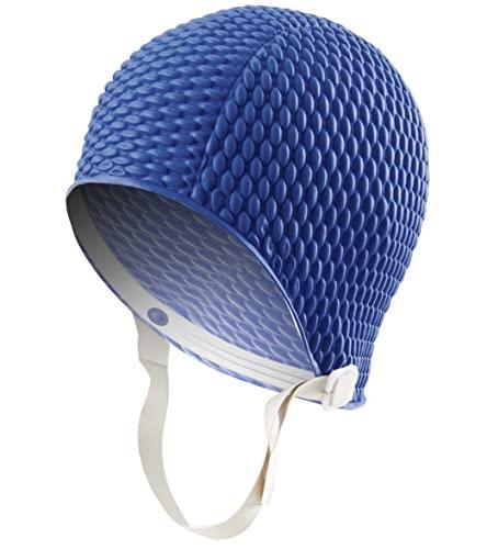 Sporti Bubble Swim Cap with Chin Strap (Navy)