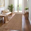 ROYHOME Modern Rug 2.5x8 Runners for Hallways, Abstract Kitchen Runner Rugs Non Slip Bath Runners, Rainbow Washable Runner Rug for Bedroom, Soft Long Rugs for Entryway Bathroom Laundry Dorm, Copper