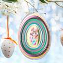 Chunful 3D Easter Bunny Wind Spinners Outdoor Hanging Ornament Gifts 10 Inch Kinetic Hanging Sculpture for Outdoor Indoor Garden Decoration Yard Art(Egg Style)