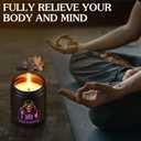 Scented Candle for Men with Color Sensor Light, Stay Positive Skeleton Man Black Aromatherapy Candles, Natural Hand Poured, 7 oz Soy Candle Gift for Christmas