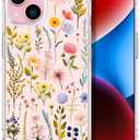 Compatible for iPhone 15 Plus Cases with Design, Cute Transparent Phone Case for Women Girls Girly with Heavy Duty Protective Bumper (Clear Watercolor Floral)