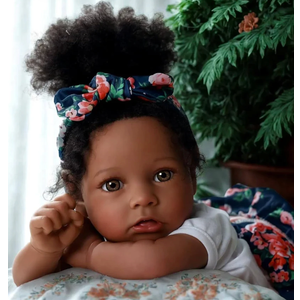 BABESIDE Reborn Baby Dolls Black Girl, 20 Inch Realistic Black Baby Newborn African American Real Life Girl Dolls Soft Vinyl and Cloth Body with Feeding Kit Gift Box for Kids Age 3+