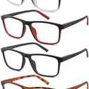 STARTONYOU 4 Pack Reading Glasses Men Readers Anti Blue Light UV400 Computer Eyeglasses With Spring Hinge Comfy Fashion Sturdy(Magnification 1.0 x)