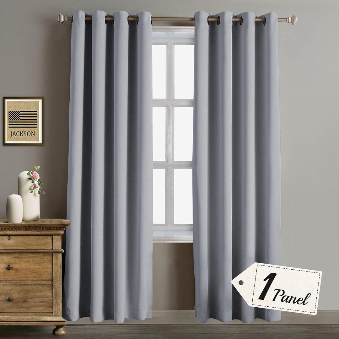 Rose Home Fashion Blackout Sliding Door Curtains, Room Darkening Thermal Insulated Curtains for Living Room Bedroom, Sliding Glass Door Drapes, 1 Panel, W52 x L84, Grey