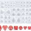 Penitue Resin Gem Molds, Multi-Purpose Silicone Molds Round Heart Teardrop Shape Resin Jewelry Making Kits for Earrings, Necklace, Pendants, Crafts