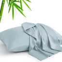 BEDELITE Pillow Cases Standard Size Set of 2, Rayon Derived from Bamboo, Cooling Pillow Cases for Hot Sleepers & Night Sweats, Breathable and Silky Soft Envelope Pillowcases(Haze Blue, 20"x26")