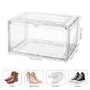 CMFTGDS Clear Plastic Shoe Storage Boxes with Magnetic Door, Thickened Stackable Shoe Organizer Cabinet, 6 Pack Shoe Containers for Sneakers, Boots, Heels in Closet, Fit up to US Size 13.5