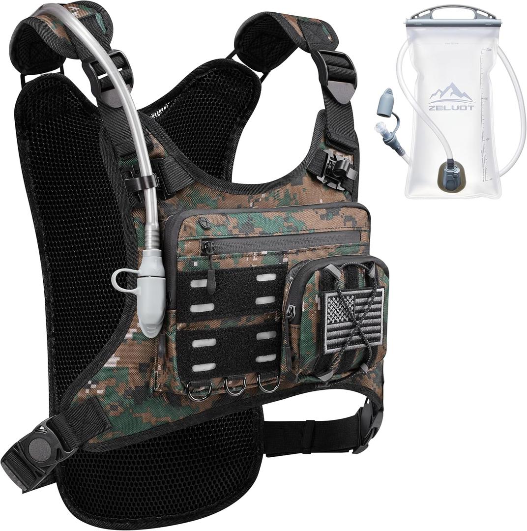 Running Vest with 2L Water Bladder, Hydration Backpack, U.S. Design Patent, Lightweight Hydration Pack with Gear Holder, Reflective Chest Pack for Men Women