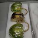 2-Pack Brushed Gold Bathroom Vanity Light, Single-Head Wall Sconce with Ribbed Green Tulip Glass Shade, Vintage Bathroom Light Fixtures for Bedroom, Hallway & Bedside (Bulbs Not Included)
