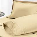 THREAD SPREAD 100% Egyptian Cotton Pillow Cases - 1000 Thread Count Queen/Standard Size Set of 2, Soft & Breathable Extra Long Staple Sateen Weave Cotton Pillow Covers for Bed - Sand