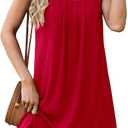 Summer Dresses for Women Sleeveless Lace Crewneck Sundress, L, Red