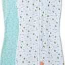 SwaddleMe by Ingenuity Compression Baby Swaddle Pod, Two-Way Zipper for Easy Diaper Changes, Improves Sleep & Calms Startle Reflex, 0-2 Months, 1.0 TOG, 2-Pack - Little Bees