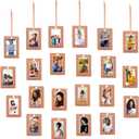 Queekay 48 Pieces Christmas Photo Ornament Frames 2 x 3 Inch Hanging Picture Xmas Gifts Glitter Mini Frames with Ribbon DIY Crafts Hanging on Christmas Trees Easter Wedding Decorations(Rose Gold)
