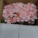 Hollyone Hydrangea Artificial Flowers with Glass Vase Pink Silk Faux Flowers Arrangements with Clear Faux Water Fake Floral Bulk Bouquet for Home Decor Table Centerpiece Decorations