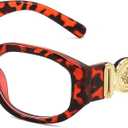 FEISEDY Trendy Blue Light Reading Glasses for Women and Men, Vintage 90s Anti-Glare Readers B0317 Tortoise 1.5 x