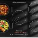 30 Inch Induction Cooktop 5 Burners, 7200W Built-in Induction Stovetop, 5 Power Boost Burners Electric Cooktop, Child Lock, 9 Power Levels, Timer, Touch Control 220-240V Hard Wire (Black 30 Inch-5)