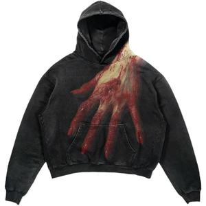 Obenie Halloween Y2K Hoodie Gothic Casual palm/spider Blast Print Pattern Skull Fashion Hoodie Men Harajuku Men Clothing
 Size XL