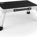 Valeo Folding Step Stool, Adjustable Step Stool with Non-Slip Platform, 330 Lbs Capacity, Step Ladder for Adults or Kids in Kitchen, Bathroom, RV, Camping, Office, White, 15 " x 10.2" x 1.8 "