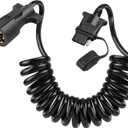 Oyviny 7 Way RV Blade to 4 Way Flat Trailer Plug Adapter 7.5ft, Stretchable Coiled Design 7 Pin to 4 Pin Trailer Extension Wiring with PU Jacket Protected Pure Copper, Plug & Play Installation